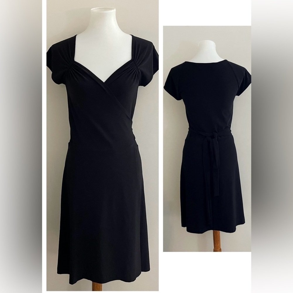 Norma Kamali Wrap Dress large LBD party chic stretchy classic office luxury